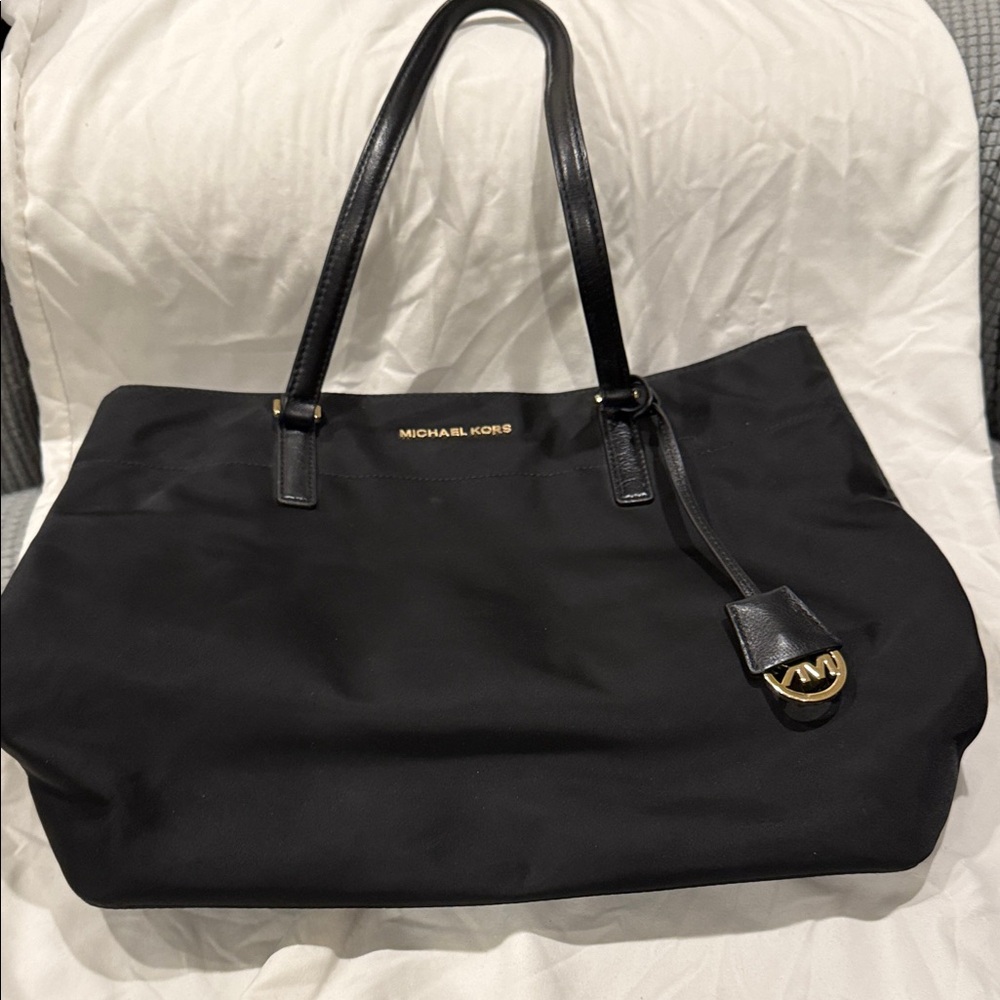 Michael Kors Black Tote with Gold Accents